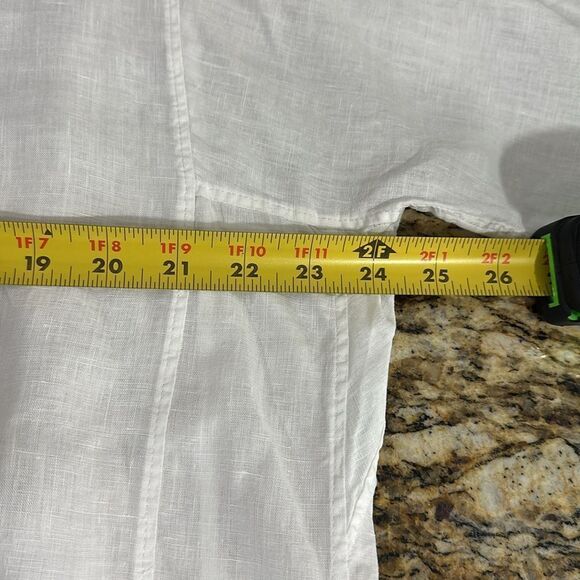 Hanna G White Linen Long Sleeve Button Front Blouse Top Size M - Picture 8 of 9